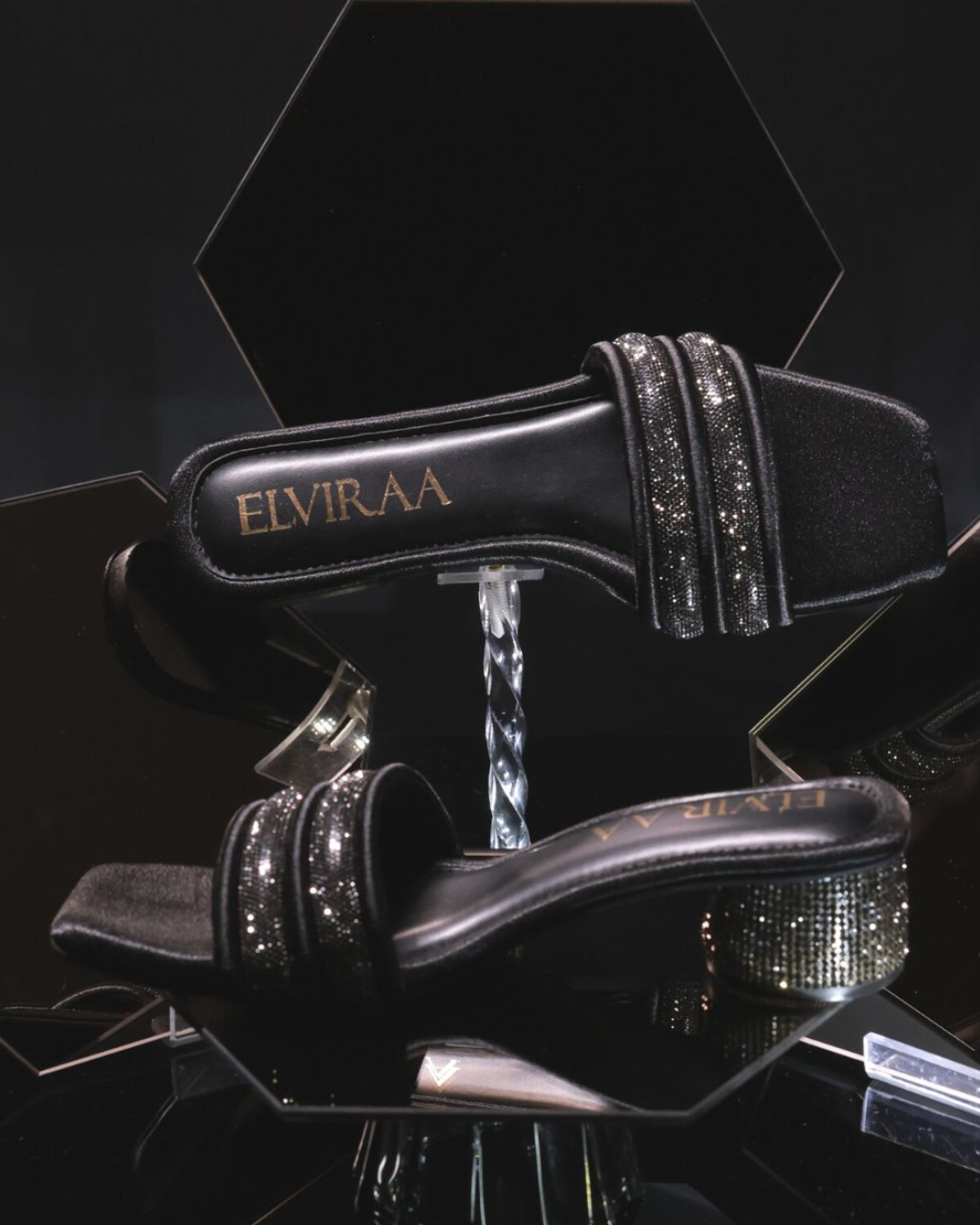 Puffy Diamond strap block heels 3