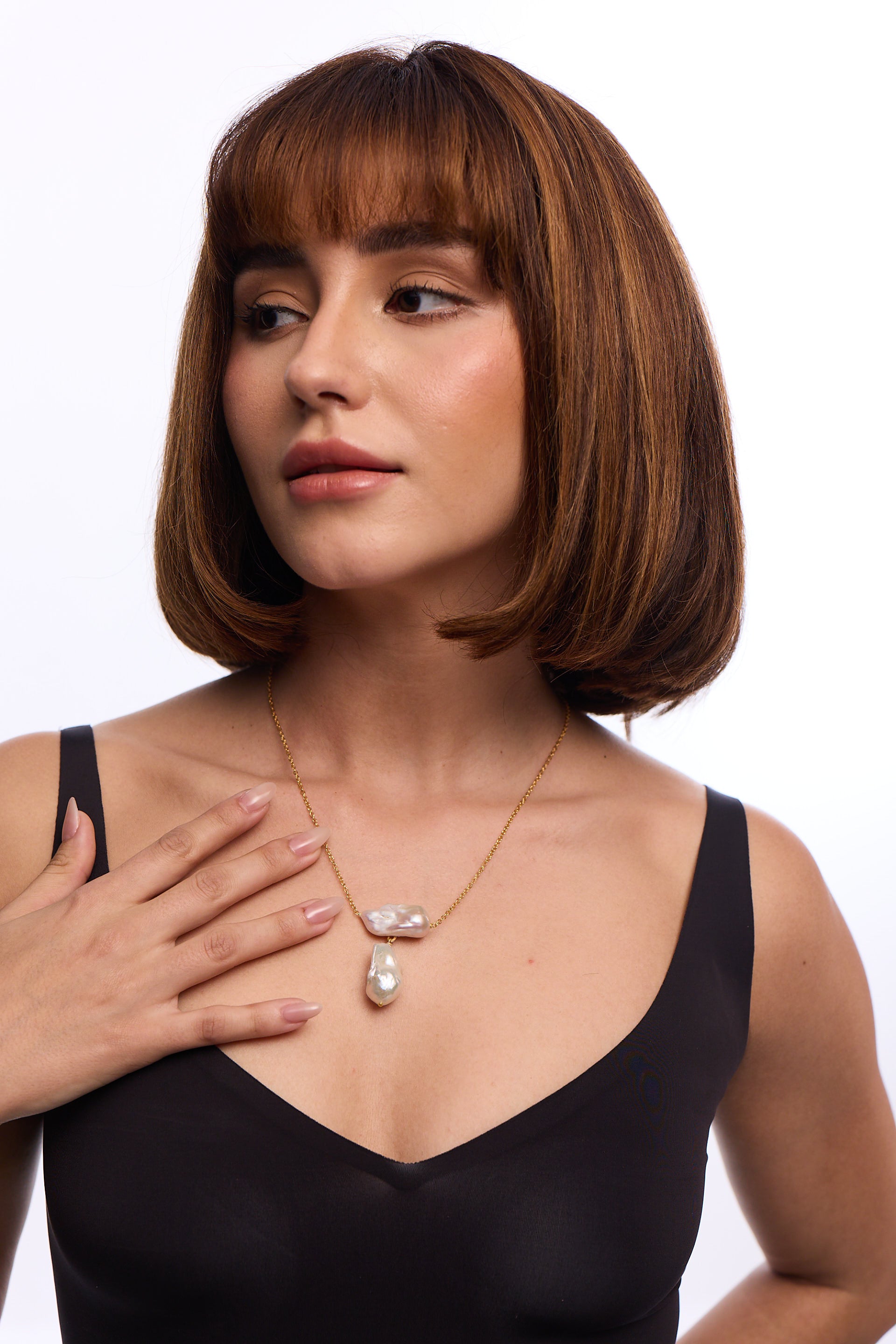 Twinset Baroque Pearl Chain double pearl designer necklace for women