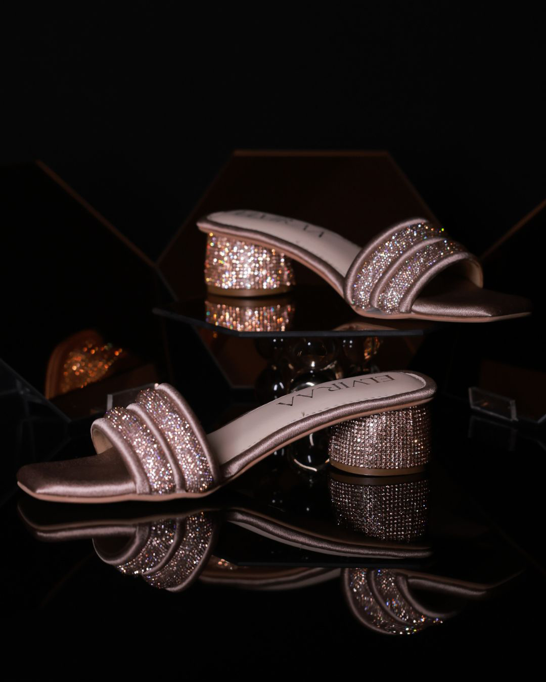 Puffy Diamond strap block heels 2