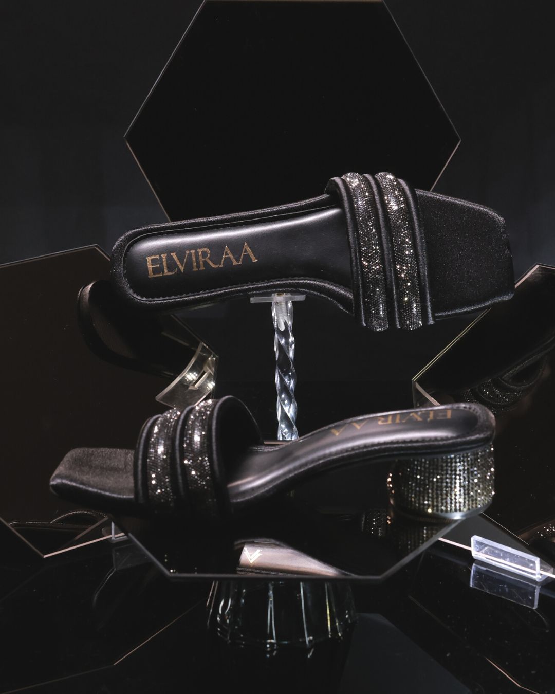 Puffy Diamond strap block heels