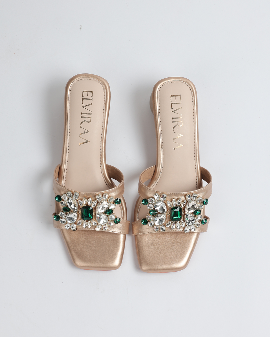 Multicolour Stone embellished round heel