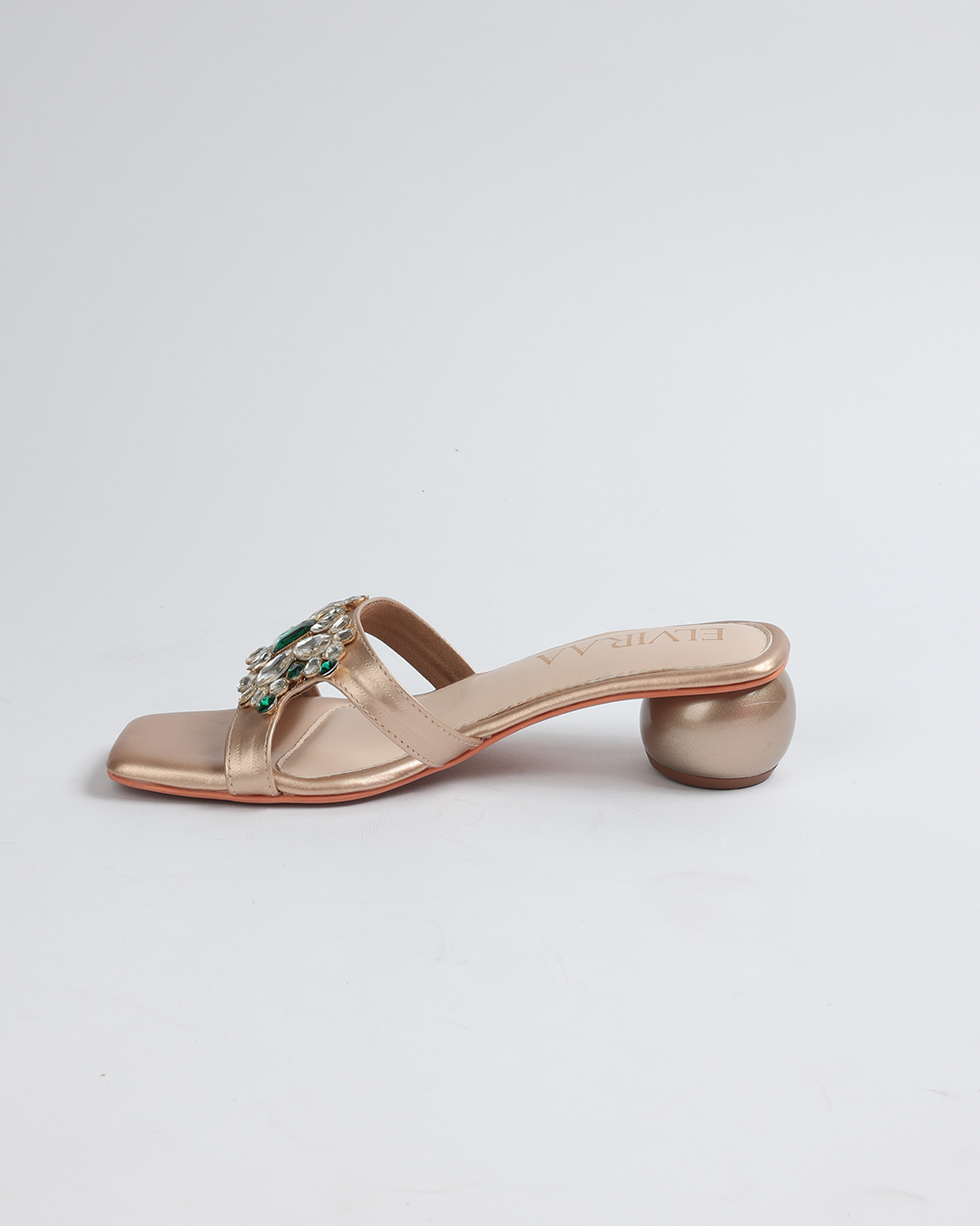 Multicolour Stone embellished round heel