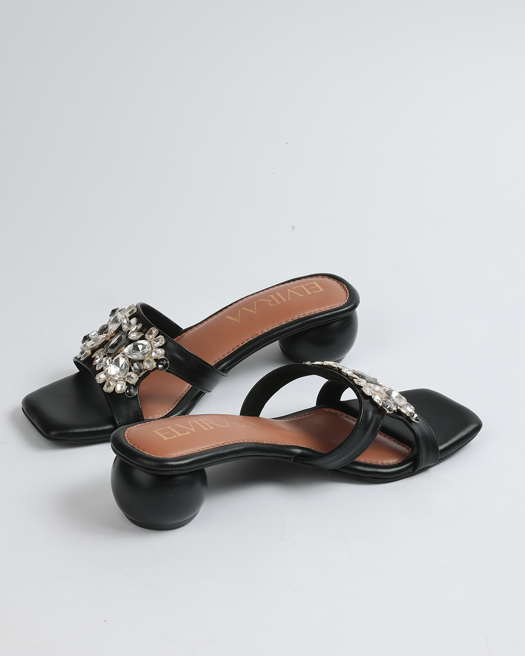 Multicolour Stone embellished round heel 2