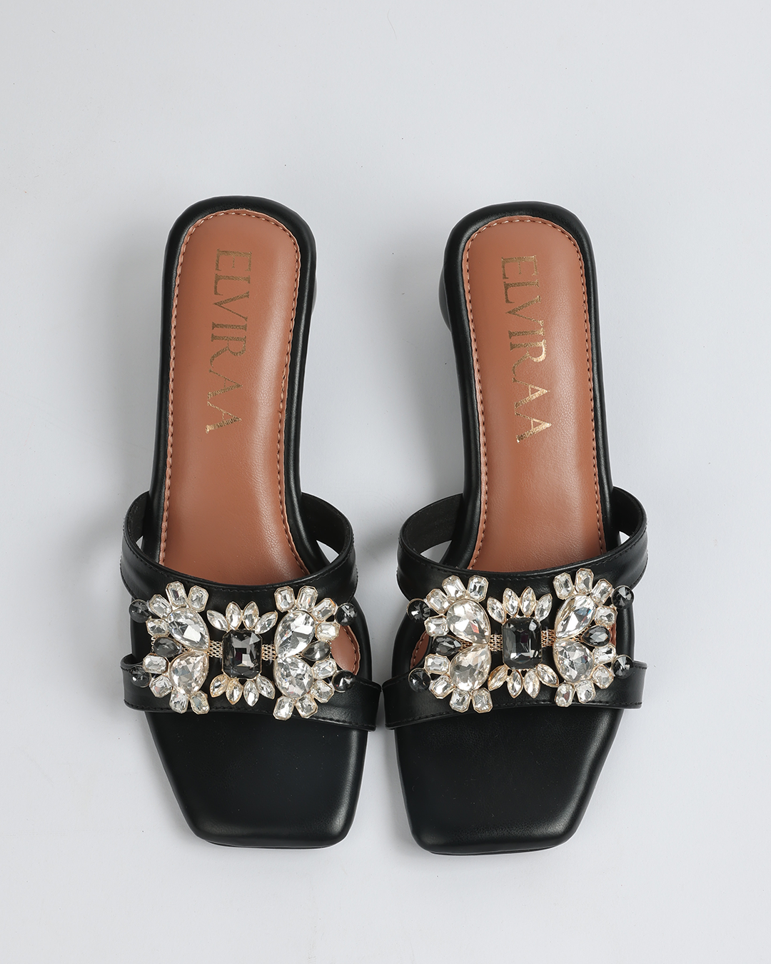 Multicolour Stone embellished round heel 2