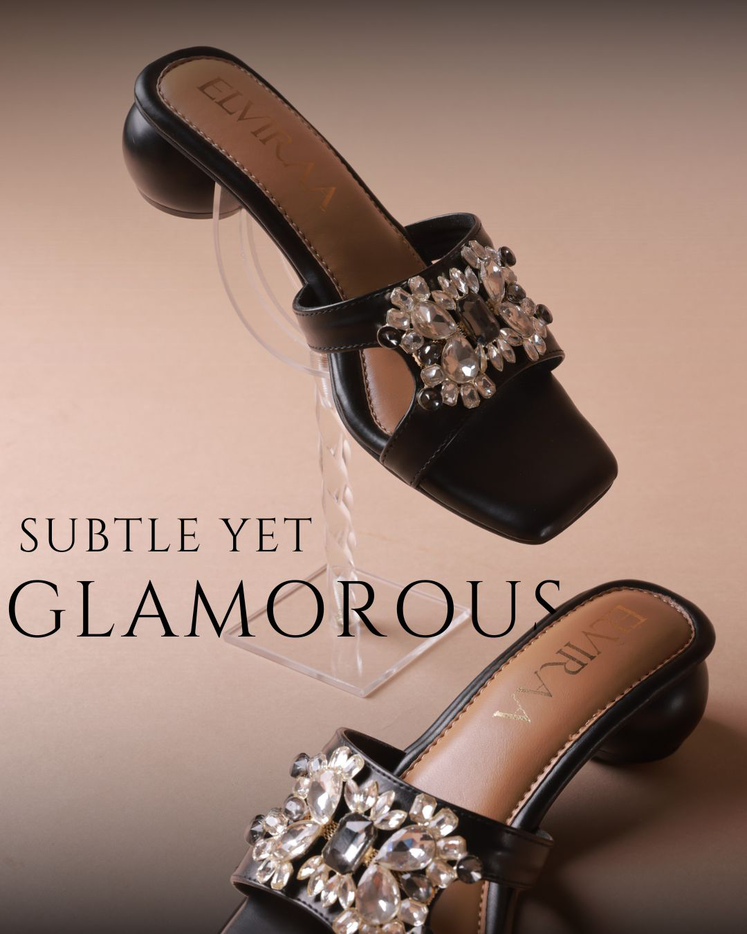 Multicolour Stone embellished round heel 2