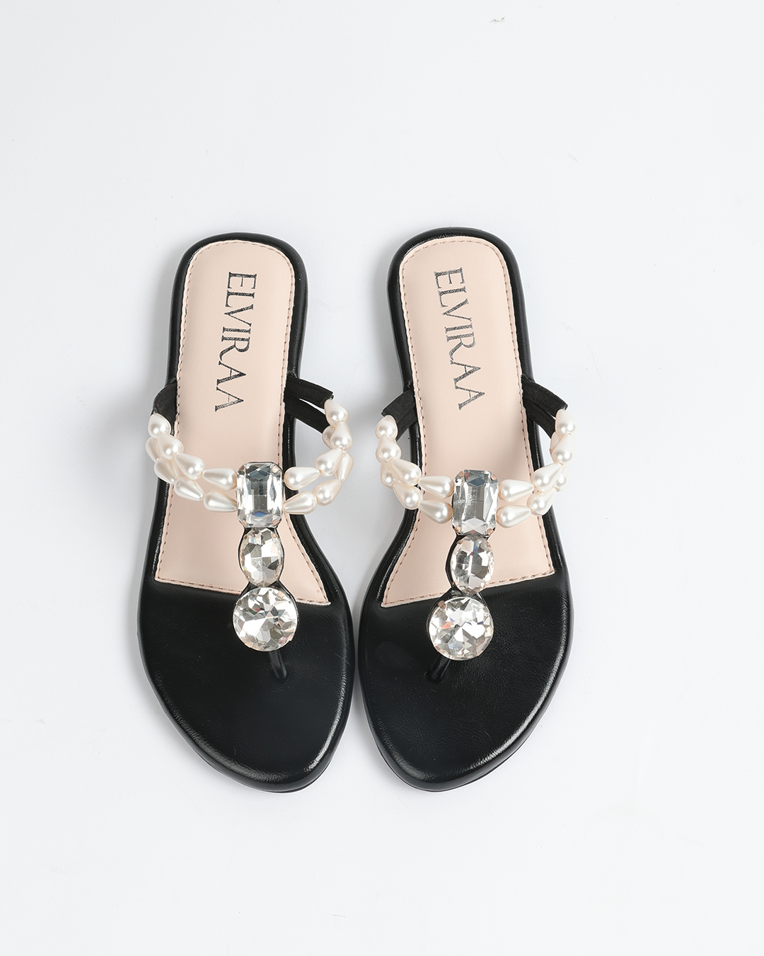 Pearl and stone embellished flats