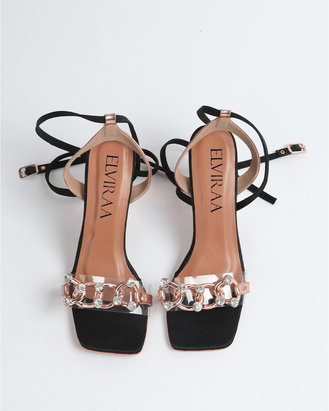 Two toned tie-up heels
