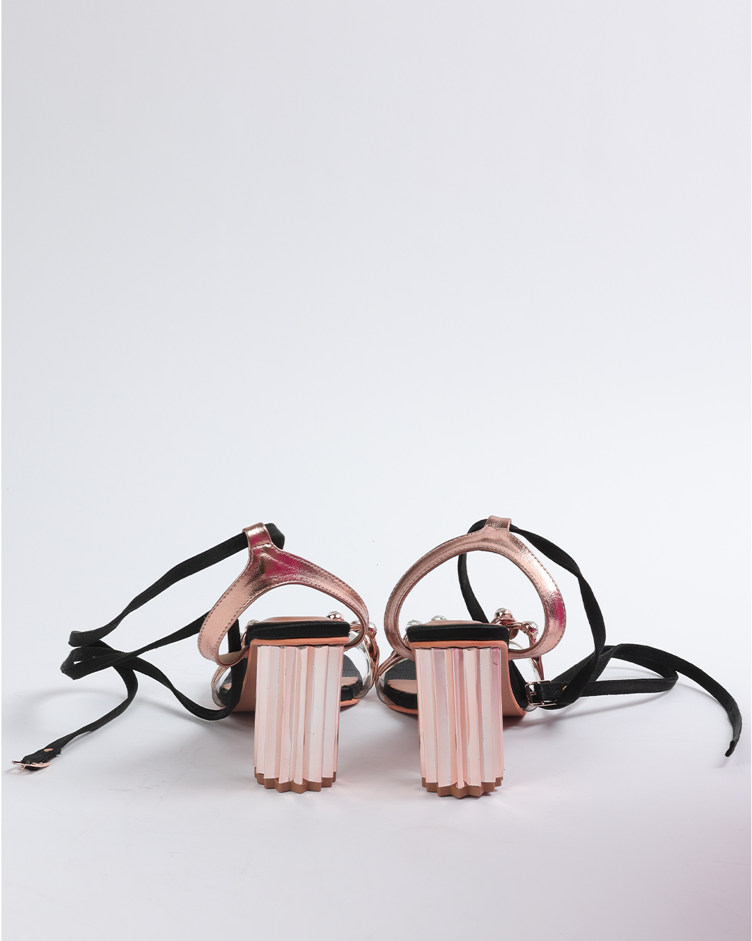 Two toned tie-up heels