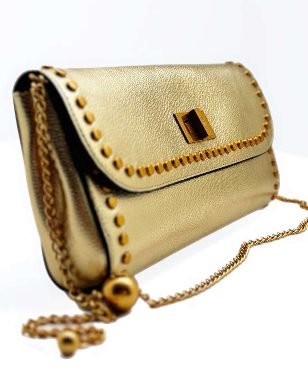Metallic Slim Studded Clutch Bag 6A