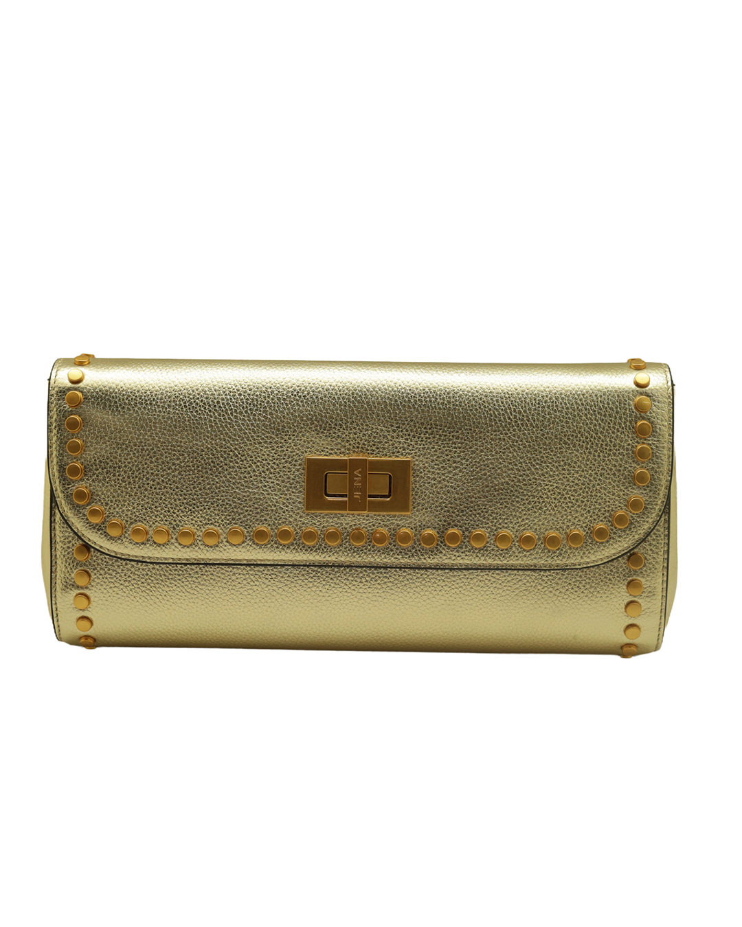 Metallic Slim Studded Clutch Bag 6A