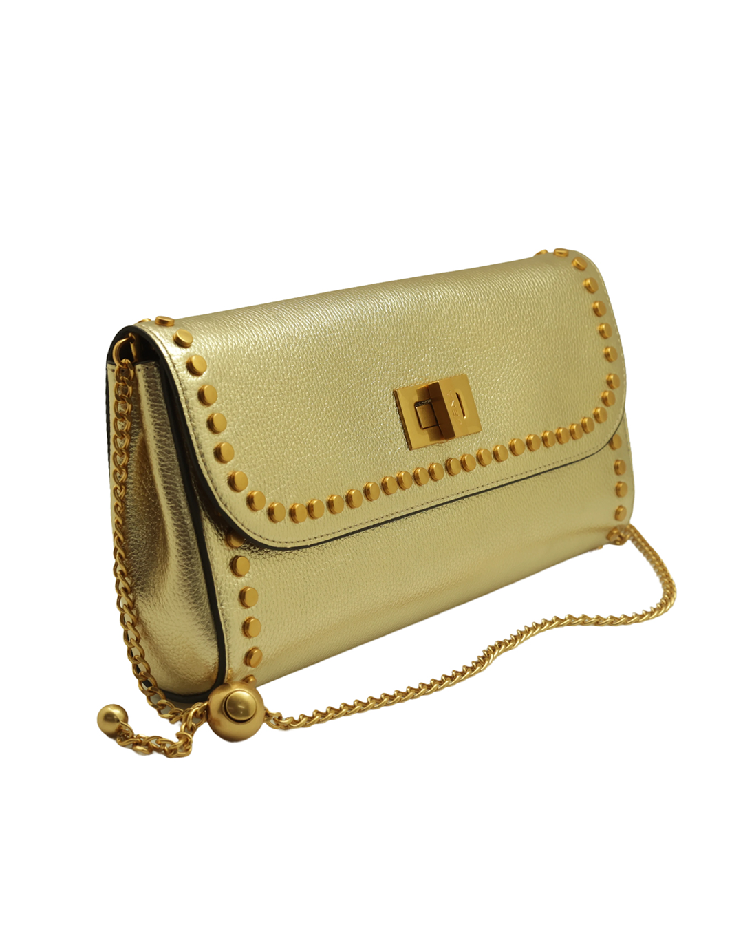 Metallic Slim Studded Clutch Bag 6A