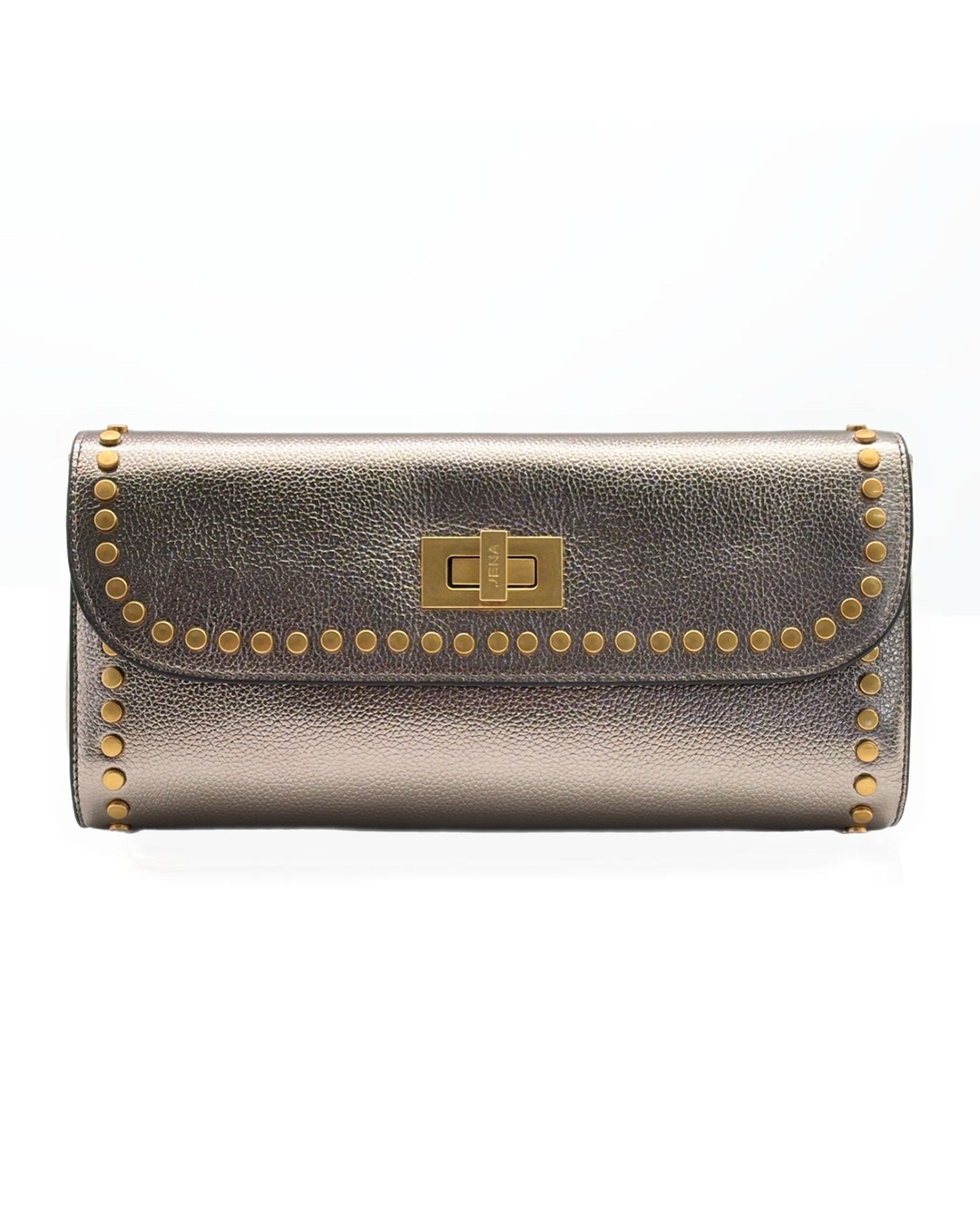 Metallic Slim Studded Clutch Bag 6B