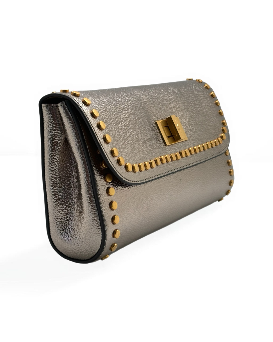 Metallic Slim Studded Clutch Bag 6B