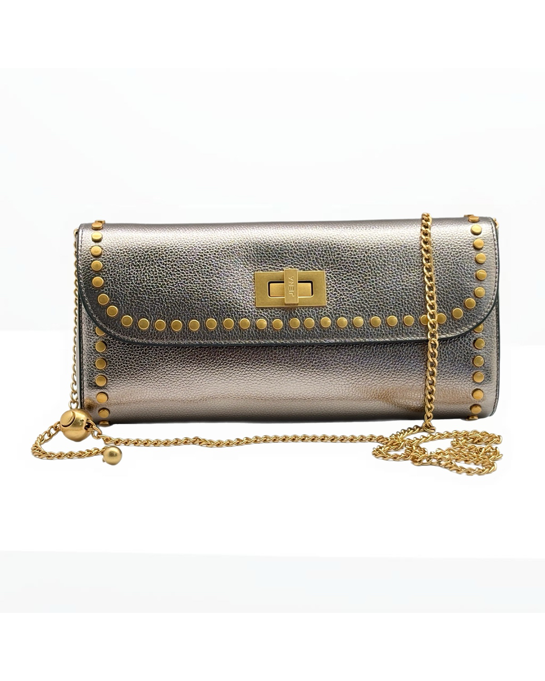 Metallic Slim Studded Clutch Bag 6B