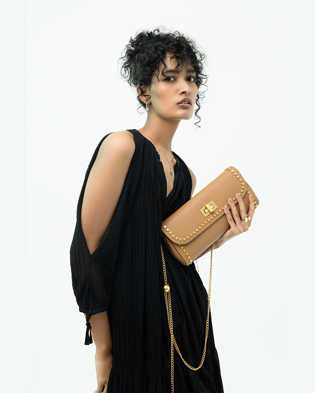 Metallic Slim Studded Clutch Bag 6C